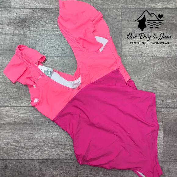 B2Prity Plus Size Ruffle Cross Front Cut Out One Piece Swimsuit Size 2XL - Picture 7 of 7